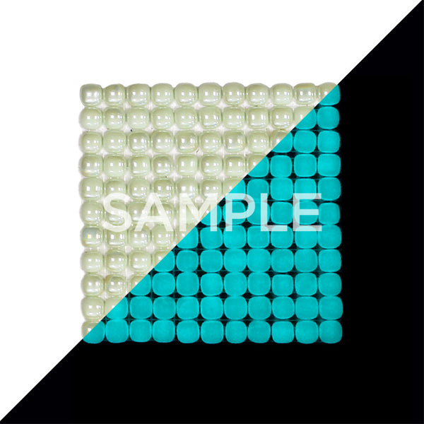 Lacrimae Lucis IVORY/AQUAMARINE Glow-in-the-dark Glass Tile  (6 inch SAMPLE)