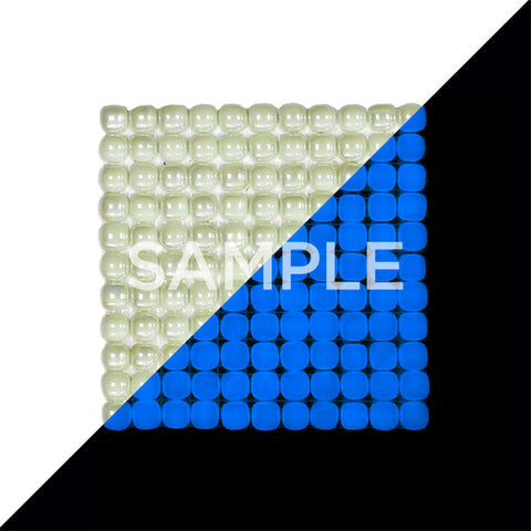 Lacrimae Lucis IVORY/OCEAN BLUE Glow-in-the-dark Glass Tile  (6 inch SAMPLE)