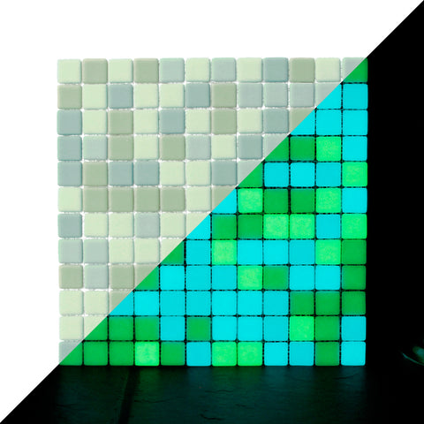 Opus One YELLOW GREEN MATTE Glow-in-the-dark Glass Tile / 1 sq. meter box (10 sheets)